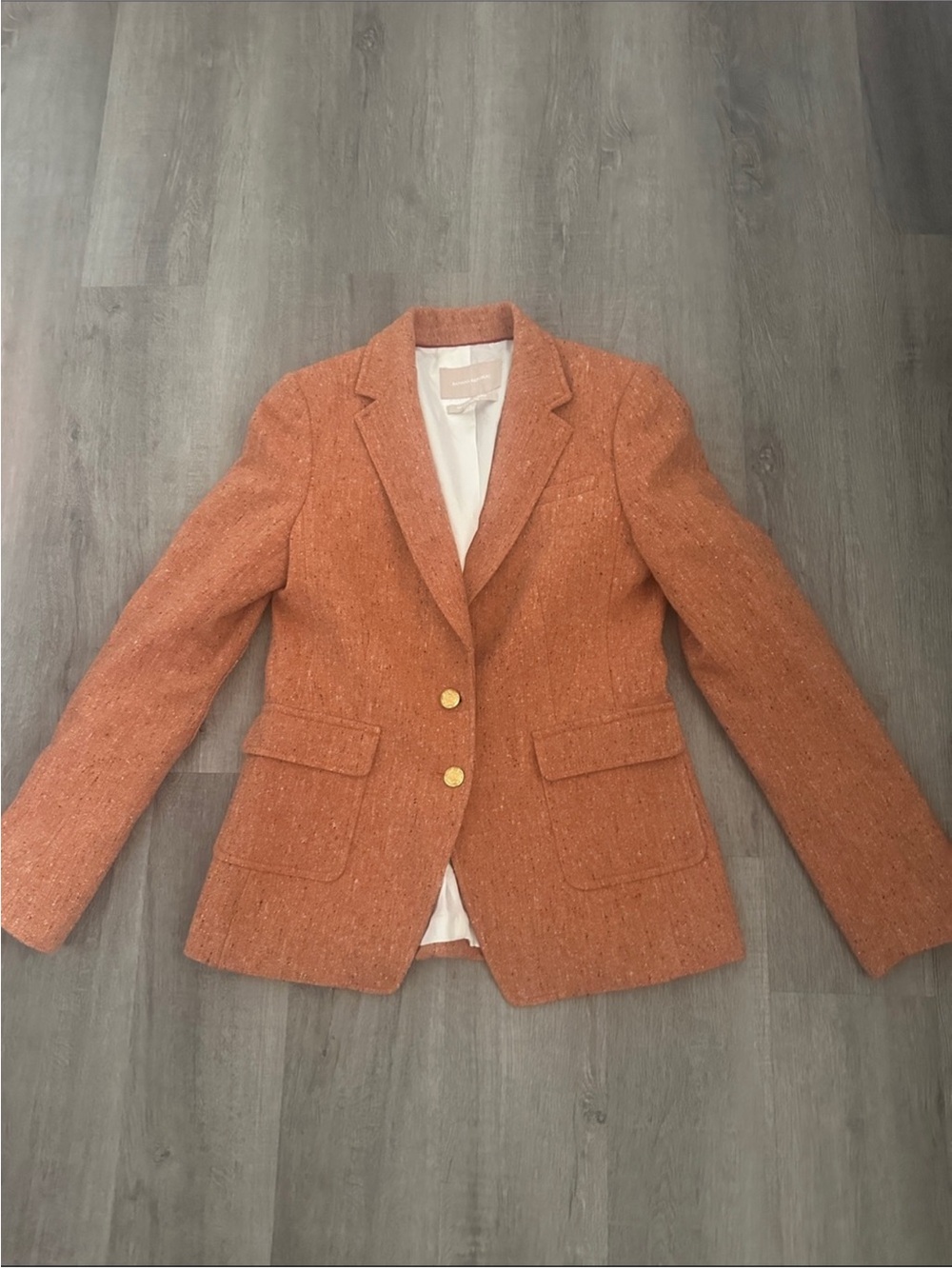 Banana Republic warm rust  colour  Tweed Blazer with Gold Buttons
